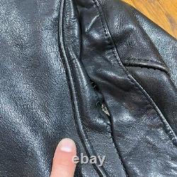 Vintage 60s 70s Black Leather Motorcycle Jacket Medium Super Heavy Duty