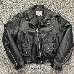 Vintage 60s 70s Excelled Sz 44 Black Leather Motorcycle Punk Rockabilly Jacket
