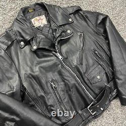 Vintage 60s 70s Excelled Sz 44 Black Leather Motorcycle Punk Rockabilly Jacket