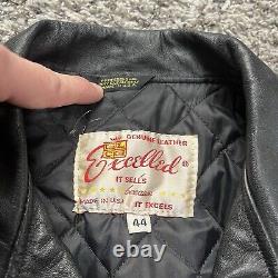 Vintage 60s 70s Excelled Sz 44 Black Leather Motorcycle Punk Rockabilly Jacket