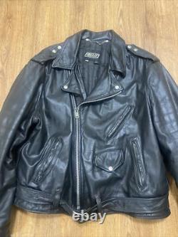 Vintage 60s 70s Fidelity Leather Motorcycle Biker Jacket Size 48 Made In USA VG