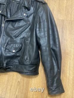 Vintage 60s 70s Fidelity Leather Motorcycle Biker Jacket Size 48 Made In USA VG