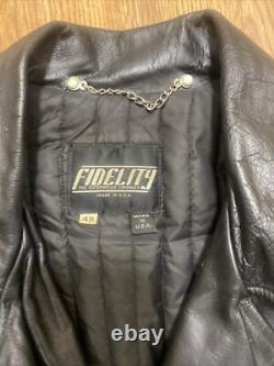 Vintage 60s 70s Fidelity Leather Motorcycle Biker Jacket Size 48 Made In USA VG