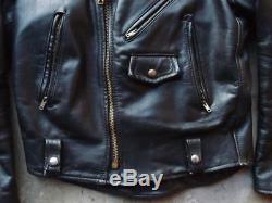 Vintage 60s 70s Leather Motorcycle Jacket Size L Moto Talon Black Coat