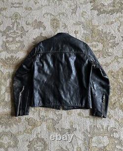 Vintage 60s Brooks Leather Cafe Racer Jacket Black Biker Motorcycle Size 42 Mens