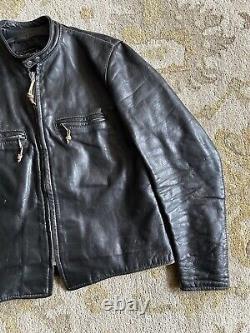 Vintage 60s Brooks Leather Cafe Racer Jacket Black Biker Motorcycle Size 42 Mens