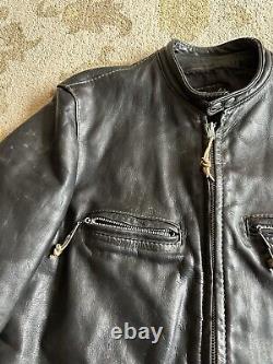 Vintage 60s Brooks Leather Cafe Racer Jacket Black Biker Motorcycle Size 42 Mens