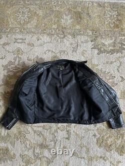 Vintage 60s Brooks Leather Cafe Racer Jacket Black Biker Motorcycle Size 42 Mens