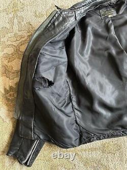 Vintage 60s Brooks Leather Cafe Racer Jacket Black Biker Motorcycle Size 42 Mens