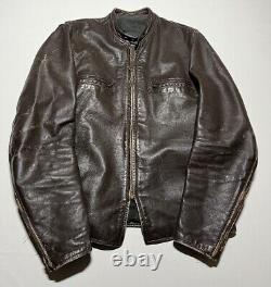 Vintage 60s Brooks Leather Cafe Racer Motorcycle Jacket Size 40 AI8