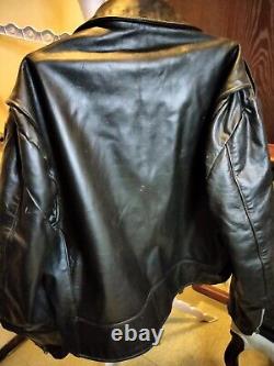 Vintage 60s Brooks Leather Motorcycle Jacket Mens L Black Biker Talon Large