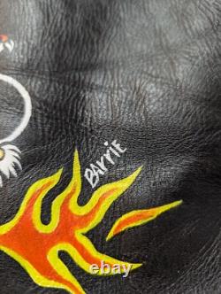 Vintage 60s Donald S. Lavigne Dragon Art Motorcycle Biker Leather Jacket M/L