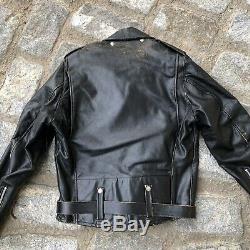 Vintage 60s Harley Davidson Distressed Leather Biker Jacket Black Size S/M