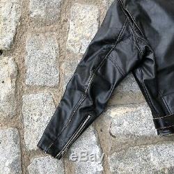 Vintage 60s Harley Davidson Distressed Leather Biker Jacket Black Size S/M