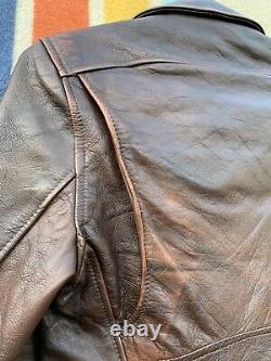 Vintage 60s Leather Motorcycle Jacket Womens M / L Brown Distressed Cafe Racer