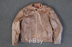 Vintage 60s Schott Cafe Racer Leather Jacket Size 46 L XL Coat Motorcycle Moto