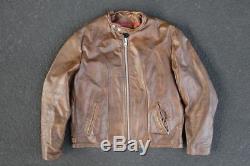 Vintage 60s Schott Cafe Racer Leather Jacket Size 46 L XL Coat Motorcycle Moto