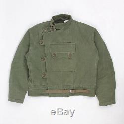 Vintage 60s Swedish Army Motorcycle heavy cotton lined jacket 52 L-XL GREEN