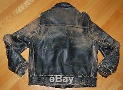Vintage 60s Totally Destroyed SCHOTT Perfecto Leather Motorcycle Jacket Size 42