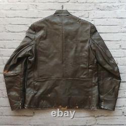Vintage 60s Vanson Cafe Racer Leather Motorcycle Jacket Moto Coat Brown