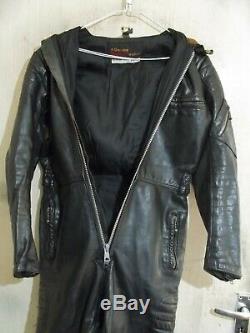Vintage 70's Belstaff Leather Motorcycle 1 Piece Suit Jacket Size 38 CLIX Zip