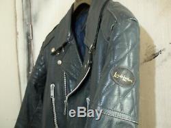 Vintage 70's Blue Lewis Leathers Aviakit Monza Leather Motorcycle Jacket Size 38
