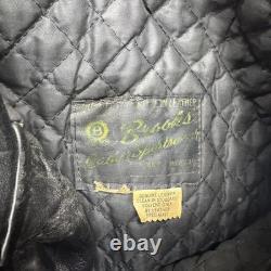 Vintage 70's Brooks Heavy Leather Black Double Riders Biker Jacket Size L