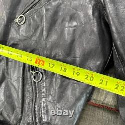 Vintage 70's Brooks Heavy Leather Black Double Riders Biker Jacket Size L