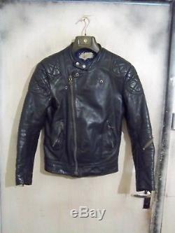 Vintage 70's Lewis Leathers Monza Blue Leather Motorcycle Jacket Size 40