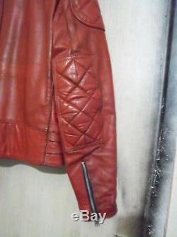 Vintage 70's Lewis Leathers Monza Red Leather Motorcycle Jacket Size 36/38