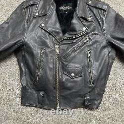 Vintage 70s 80s Wilsons Leather Motorcycle jacket biker lined black grunge sz 42