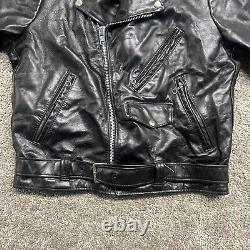 Vintage 70s Berman's Leather Biker Moto Jacket Belted black EUC Mens Size 42R