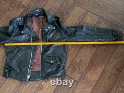 Vintage 70s Black Leather Motorcycle Jacket Mens 38 Talon Zip Biker