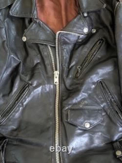 Vintage 70s Black Leather Motorcycle Jacket Mens 38 Talon Zip Biker