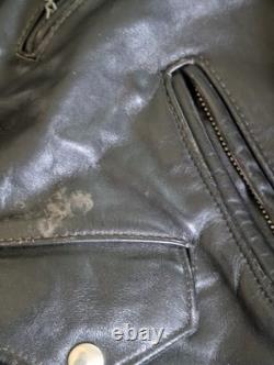 Vintage 70s Black Leather Motorcycle Jacket Mens 38 Talon Zip Biker