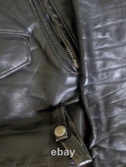 Vintage 70s Black Leather Motorcycle Jacket Mens 38 Talon Zip Biker