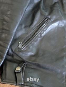 Vintage 70s Black Leather Motorcycle Jacket Mens 38 Talon Zip Biker
