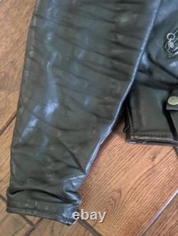 Vintage 70s Black Leather Motorcycle Jacket Mens 38 Talon Zip Biker