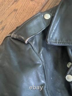 Vintage 70s Black Leather Motorcycle Jacket Mens 38 Talon Zip Biker