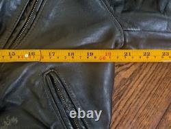 Vintage 70s Black Leather Motorcycle Jacket Mens 38 Talon Zip Biker