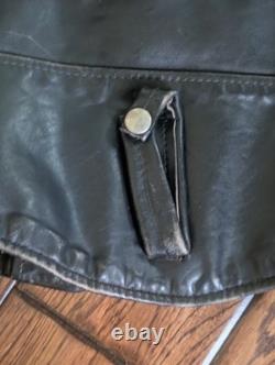Vintage 70s Black Leather Motorcycle Jacket Mens 38 Talon Zip Biker