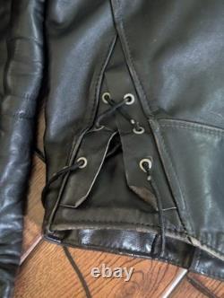 Vintage 70s Black Leather Motorcycle Jacket Mens 38 Talon Zip Biker