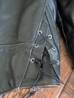 Vintage 70s Black Leather Motorcycle Jacket Mens 38 Talon Zip Biker