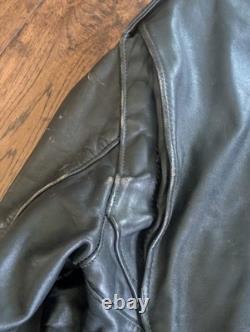 Vintage 70s Black Leather Motorcycle Jacket Mens 38 Talon Zip Biker