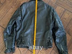 Vintage 70s Black Leather Motorcycle Jacket Mens 38 Talon Zip Biker