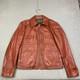 Vintage 70s Cafe Leather Jacket Sz 42 Burnt Orange Racer Motorcycle