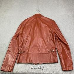 Vintage 70s Cafe Leather Jacket Sz 42 Burnt Orange Racer Motorcycle