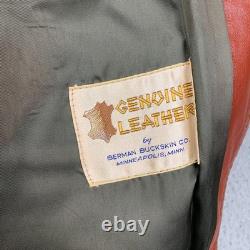 Vintage 70s Cafe Leather Jacket Sz 42 Burnt Orange Racer Motorcycle