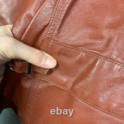 Vintage 70s Cafe Leather Jacket Sz 42 Burnt Orange Racer Motorcycle
