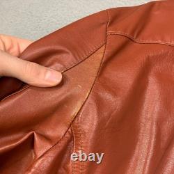 Vintage 70s Cafe Leather Jacket Sz 42 Burnt Orange Racer Motorcycle